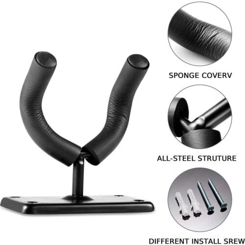 1set Wall Mount U-shaped Electric Guitar Bass Ukulele Display Hook Holder Hanger Parts Accessories