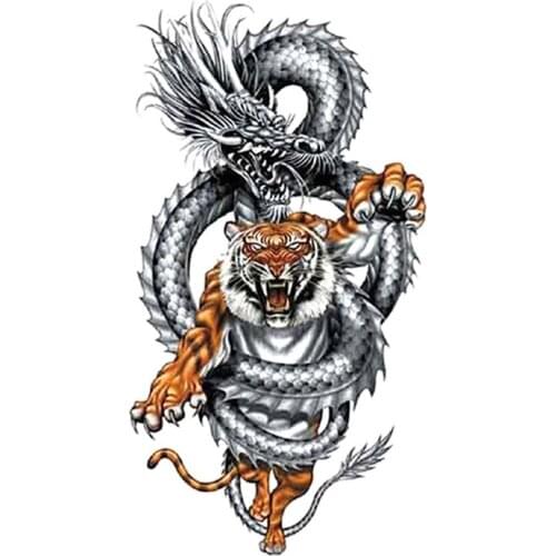 Waterproof Temporary Tattoo Sticker Realistic Dragon Tiger Animal Design Fake Tattoos Flash Tatoos Arm Body Art for Women Men