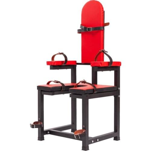 Female Sex Chair BDSM Bondage Slave Restraint Frame Adjustment Props Sex Chair Handcuffs Furniture Red Sex Toys for Couples Men