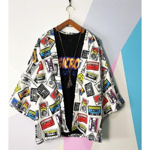 Men Women Japanese Style Summer Thin Harajuku Kimono Cardigan Jacket Coat Loose Jacket Yukata Coat Baggy Tops