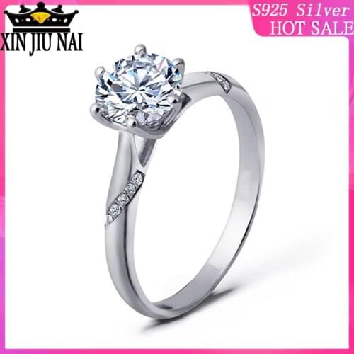 925 sterling silver White Gold Moshanshi Eight Heart Eight Arrows Ring Female One Carat Concise Six Claw Wedding Ring