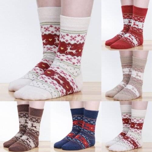 1pair Winter Women Socks Warm Wool Christmas Mid-calf Sock Comfortable Gift