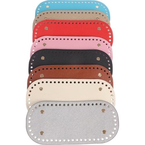 1PCS Long Bottom For Knitted Bag PU Leather Bag Accessories Handmade Bottom With 52 Holes DIY Crochet Bag Bottom 22x10cm