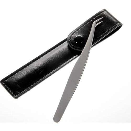 1 Pcs Eyelash Extension Tool Stainless Steel Tweezers Curved Straight With Leather Bag Eyebrow Tweezer