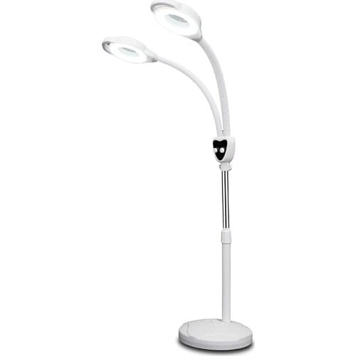 2 Heads 220V 3X Circline LED Lamp Magnifying Glass Cold Ligth Shadowless Lamp Magnifier for Beauty Salon Nail Tattoo