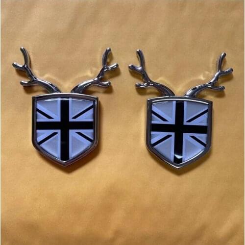 2x 3D Gray Union Jack Silver Auto Trunk Rear Fender Emblem Badge Decal Sticker Car Accessories