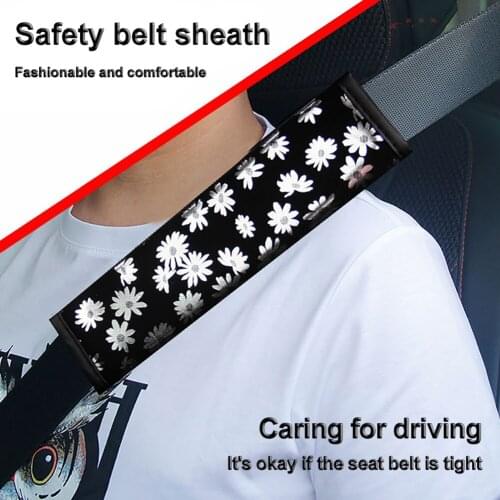 2PCS Car Seat Belt Shoulder Pads for Jeeps Car Trunks SUVs Airplanes Cute Chrysanthemum Interior Car Accessories for Women