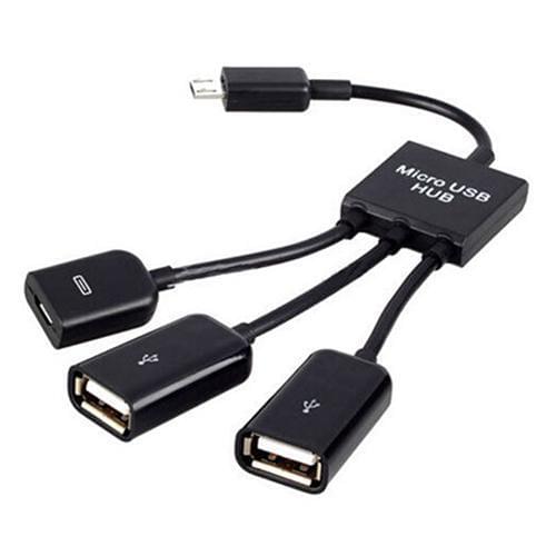 3in1 Micro USB HUB OTG Male to Female Dual USB 2.0 Adapter Cable for Samsung