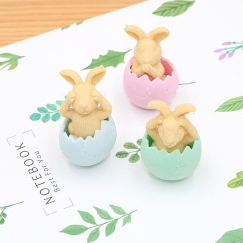 36 pcs/lot Creative Eggshell Bunny Eraser Cute Rubber Erasers Promotional Gift for kids Stationery office school supplies