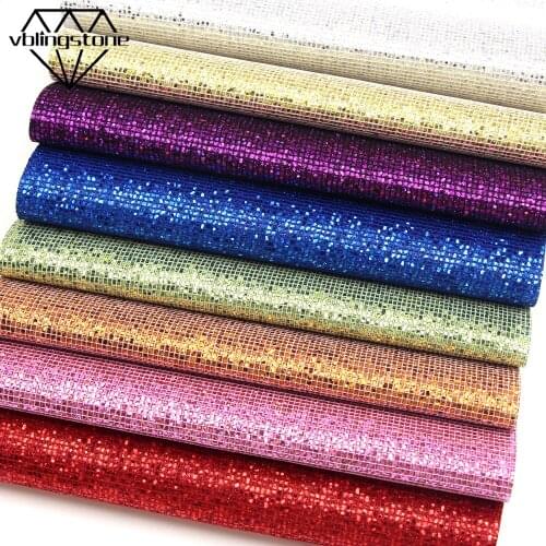 A4 20X30cm Checked Glitter Sequin Synthetic Leather DIY Material For Handbag Hairbow Crafts PU Shiny Leather Fabric Sew Decor