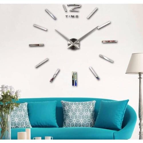 20Sets 3d big acrylic mirror wall clock brief diy quartz watch still life clocks home decoration living room stickers