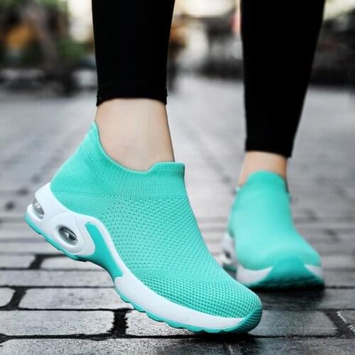 Large Size Shock Absorption Women Running Shoes Sport Women Summer Sports Shoes for Women Socks Sneakers Air Knitting Walk E-866