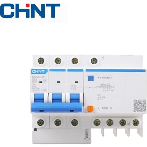 CHNT NXBLE-63 Residual current operated circuit breaker RCBO 6KA type D 3P+N 30mA 50HZ 6A 10A 16A 20A 25A 32A 40A 50A 63A