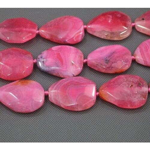 Free Ship 35mm 9pcs Large Stone Slab Slice Beads, Natural Red Druzy Faceted Beads Gems Stone Connector Pendant, 15.5inch Strand