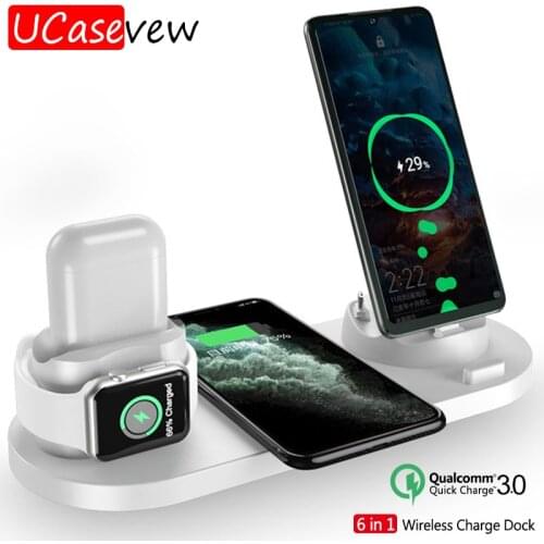 Wireless Charger Stand Dock 10W Wireless Fast Charging Station for iPhone 11 X Xs 8 Airpods Pro Samsung for Apple Watch 5 4 3 2
