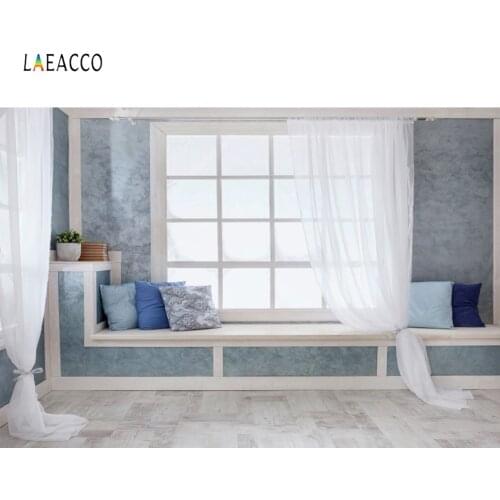 Boudior Living Room Gray Curtain Window Pillow Wood Floor Interior Photo Backgrounds Photography Backdrop Photocall Photo Studio