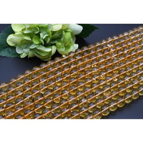 2 strands 6-12mm Natural Smooth Citrine Round stone beads For DIY Bracelet Necklace Jewelry Making Strand 15"
