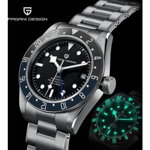 PAGANI DESIGN 2021 New GMT 200M Waterproof Watches Ceramic Bezel Business Mens Automatic Mechanical Watches Full Steel Man Clock