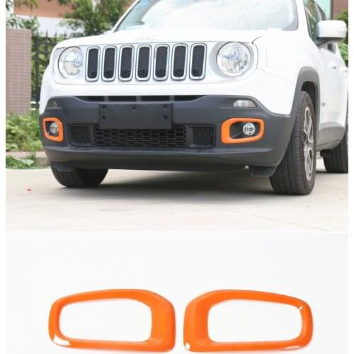 For Jeep Renegade 2015-2018 Orange ABS Car Front Fog Light Lamp Frame Cover Trim