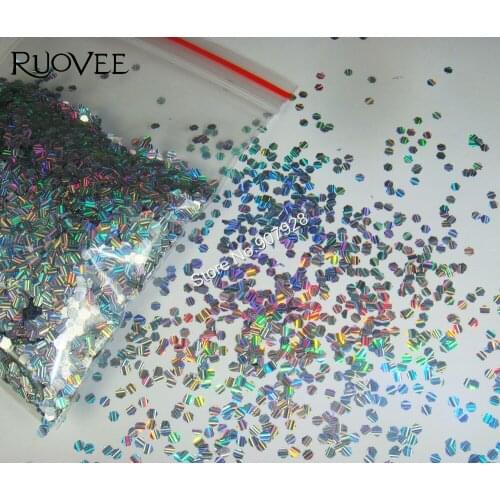 2mm 080inch Strip Holograph Silver Hexagon Flake Spangle Shape nail glitter for Gel polish acrylic and Makeup decoration