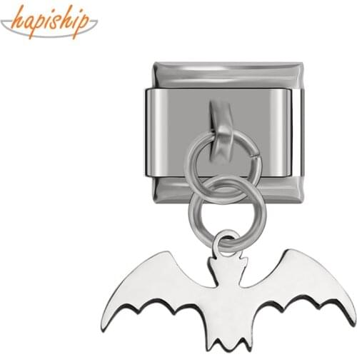 Hapiship 2019 New Original Daisy Titanium Steel Cute Bat Italian Charm Fit 9mm Bracelet Stainless Steel Jewelry Making DJ170