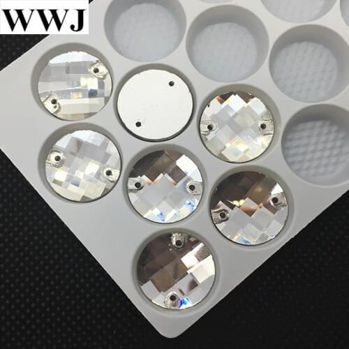 Round Chessboard Sew On Stones Crystal Clear Color Flatback 2holes 8mm,10mm,12mm,14mm,16mm,18mm Twist Sewing Glass Crystal Beads