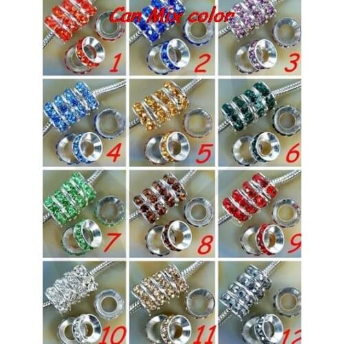 Urt45lor Spacer Charm Wheel Beads Fit European Bracelet Rhinestone Loose Beads Round new style necklace bead diy crystal