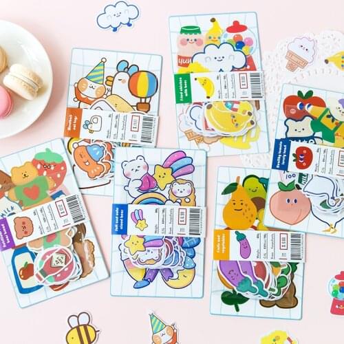Mohamm 20 Sheets Scrapbooking Stickers Cartoon Paper Sticker Flakes Stationary Office Accessories Art Supplies