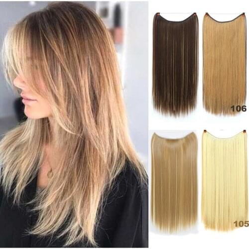 XUANGUANG 22 inch Transparent fishing line No hairpin in the hair extension hidden transparent line Straight hair extension