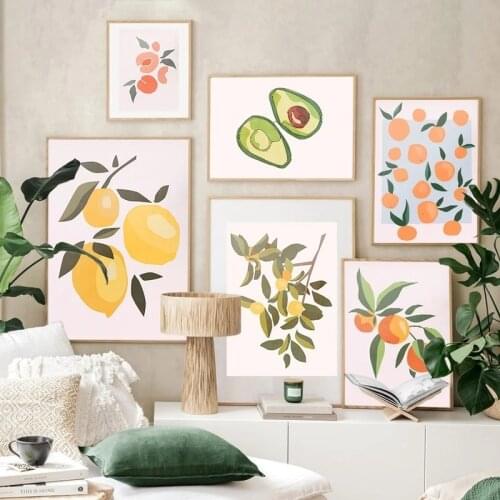 Fruit Lemon Orange Peach Avocado Nordic Canvas Painting Posters Prints Wall Art Abstract Pictures Living Room Home Decor Cuadros