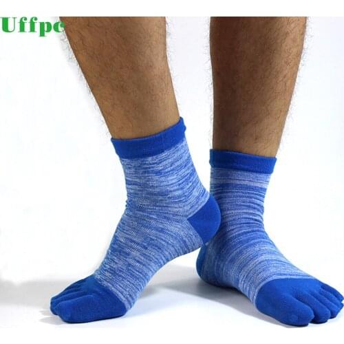 1 Pair Mens Summer Cotton Toe Socks Striped Contrast Colorful Patchwork Men Five Finger Socks Free Size Basket Calcetines