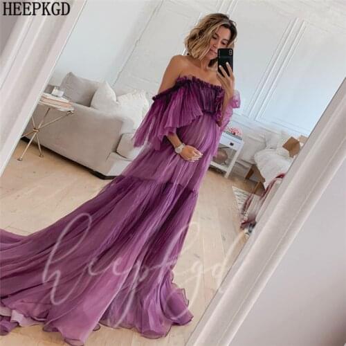 New Arrival Purple Pregnant Evening Dress Off The Shoulder High Waist Plus Size Maternity Dresses For Prom Party Gowns Cheap