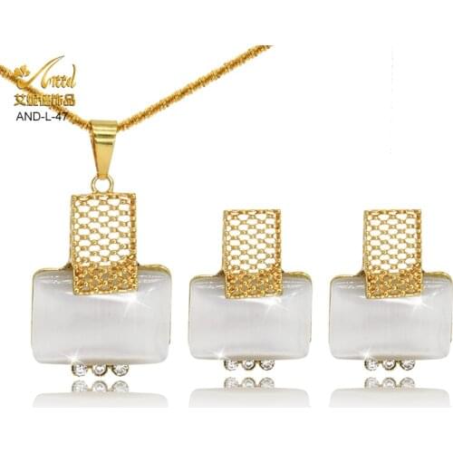 Opal Neckless Set For Women 24K Gold Dubai Jewlery Earring Jewelry Wedding Bridal Jewellery Display Set African Turkish Nigeria