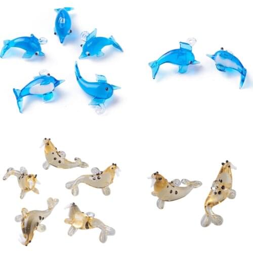 Pandahall Handmade Lampwork Pendant Ocean Animal Cute Dolphin Glass Lampwork Charms for Bracelets Necklaces Jewelry Making 10pcs