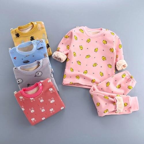 Children Pajamas For Boys Girls Ribbed PJS Clothing Set With Full Sleeve Top and Pants Kids Soft Autumn Nightwear Sleepwear