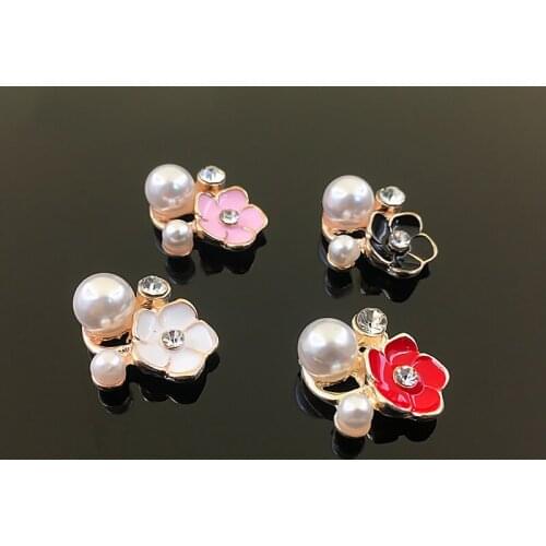 10pcs/lot Flower Rhinestones Buttons Pearl button wedding decoration DIY hair Alloy Diamante Accessories Decoration