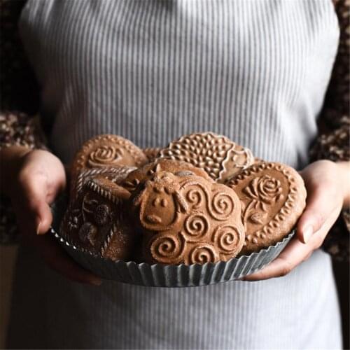 Carved Wooden Cookie Biscuit Mold Kitchen Baking Mooncake Mould Cookie Mold Cutter Cookie Craft Decorating Baking Tool Portable