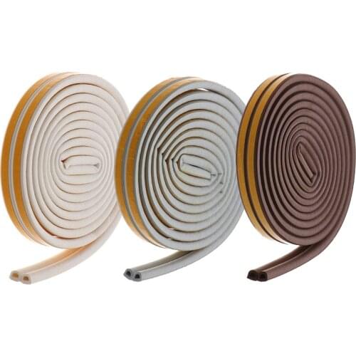 5meters D Type Self-Adhesive Door Sealing Strips Self Adhesive Window Foam Wind Waterproof Dustproof Sound Insulation Tools
