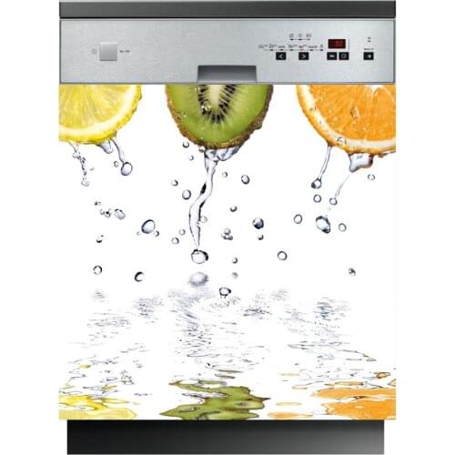 Wholesale 3D Art Fruit Reflection SelfAdhesive Dishwasher Refrigerator Freeze Sticker Kids Art Fridge Door Cover Wallpaper