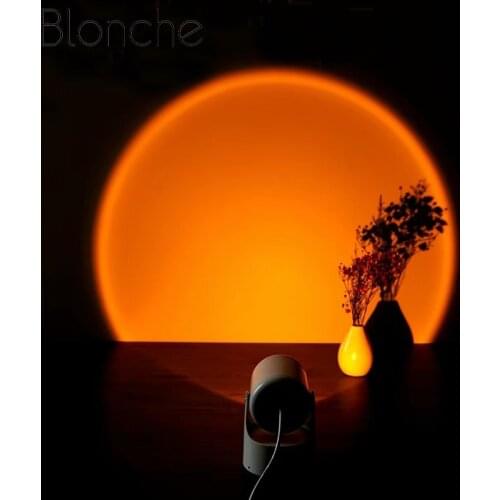 Led Night Light Rainbow Sunset Projector Lamp USB Operate Table Lamp for Home Coffe Shop Atmosphere Background Wall Decoration