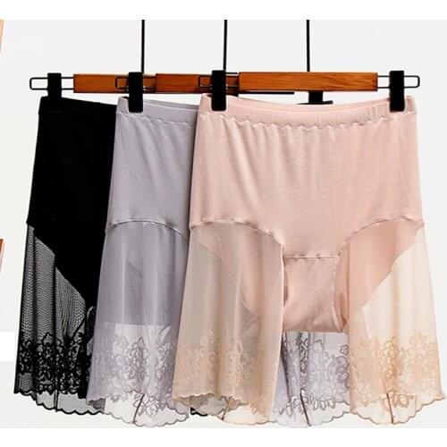 Women Safety Pants Plus Size Shorts Under Skirt Sexy Lace Anti Chafing Thigh Safety Shorts Ladies Pants Underwear Large Size