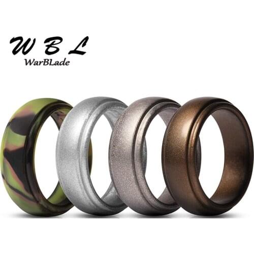WBL 7-14 Size New Men Silicone Rings Hypoallergenic Flexible Men Wedding Rubber Bands 8mm Food Grade FDA Silicone Finger Rin