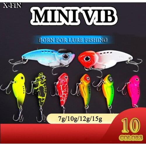 X-Fin 7-15g Metal Spoon Lure Spin VIB Vibrate Hard Bait Treble Hook Tackle Pin Crankbait Vibration Spinner Fishing