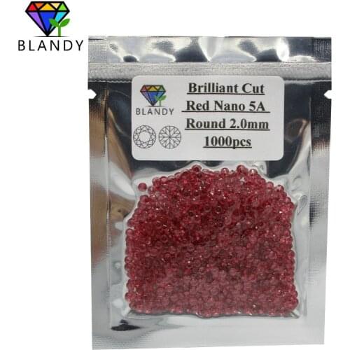 Factory Price AAAAA 0.9-2.5mm Round Cut Red Nano Beads 1000pcs/lot Synthetic Nano Red Stone For Jewelry Wax Setting
