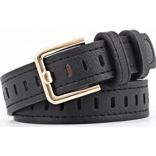 Faux Leather Belt Lady Hollow Out Buckle Waist Belts For Women Meatl Belt Solid Retro Waistband Strap Belt Jeans Dress
