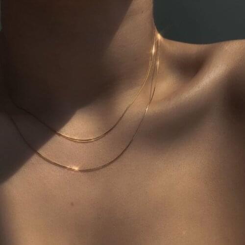 2020 Designer Minimalist Thin Snake Chain Gold Plated Necklaces For Women Niche Sexy Chain Choker Necklaces Jewelry Accessories