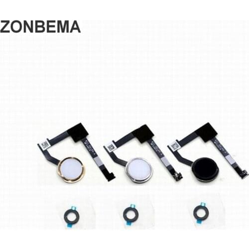 ZONBEMA 50pcs/lot New Home button with Flex Cable Ribbon assembly+Rubber For iPad Air 2 Air2 6 A1567 A1566 Replacement Part