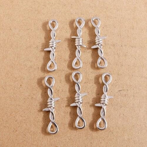10pcs 34x9mm Twisted Thorns Connectors Charms fit Punk DIY Necklaces Bracelet Silver Color Making Finding Jewelry Accessories