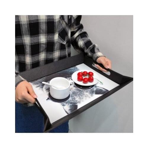 2pcs/lot Sublimation Blanks Tray Custom Logo Rolling Tray PU Leather A3 A4 Serving tray Decorative Tray Plate