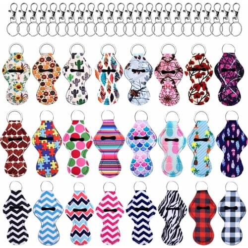 24 Pieces Chapstick Holder Keychains Lipstick Holder Keychains With 24 Pieces Metal Clip Cords Suitable For Chapstick